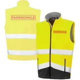 Fassbender-Druck WARNWESTEN - FAHRSCHULE Sicherheitsweste GELB aus Softshell - Gelb Warnweste nach EN ISO 20471 zertifiziert - Unisex und hochwertigem Reflektorstreifen (Gr. M) - M