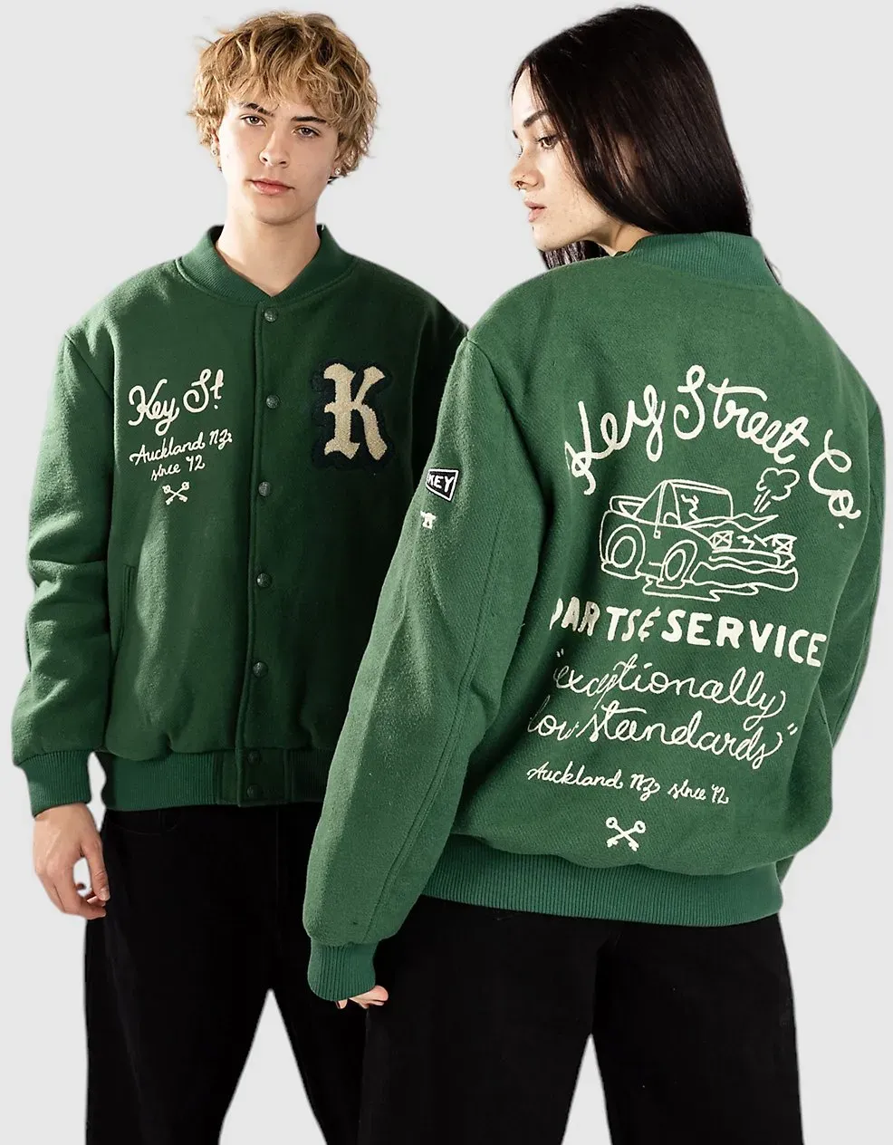 Key Street Work Varsity Jacke green Gr. L