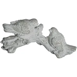 Goldbach Vögel auf Baumstamm Deko aus Zement Grau H 10 cm
