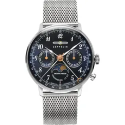 Zeppelin Damenuhr 7037M3 - Nachtblaues Ziffernblatt mit weißen Zahlen/Indices,silber - 36mm