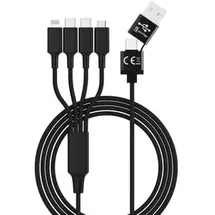 Smrter USB-Ladekabel USB-A Stecker, USB-C® Stecker, USB-C® Stecker, Apple Lightning Stecker, USB-Micro-B Stecker 1.20m Schwarz