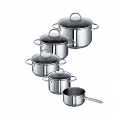 ROHE Germany Topf-Set Ravenna, Edelstahl 18/10 (Set, 9-tlg., 5 x Topf, 4 x Deckel), Ø Stieltopf 16cm, Kochtopf mit Deckel 16cm, 20cm, 20cm, 24cm