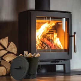 Relaxdays Ascheeimer Metall 7L mit Deckel schwarz