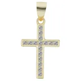 Kettenanhänger ADELIA ́S "Damen Anhänger – Kreuz Kreuzanhänger aus 925 Silber mit Zirkonia", gold, Schmuckanhänger, Damen, Silber 925 (Sterlingsilber), Kettenanhänger, Ein kleines Geschenk mit großer Wirkung