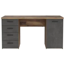 Forte Schreibtisch NETBOB, Optik: Old Wood Vintage - Beton von FORTE - Braun/Dunkelgrau