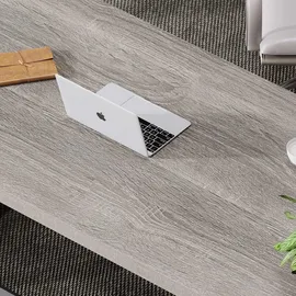 luxuskollektion Grauer Computer-Büroschreibtisch mit Stauraum, Holz-Metall-Schreibtisch, moderner Arbeitsplatztisch - Grau