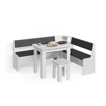livinity® Eckbankgruppe, Weiß 180 x 150 cm mit Tisch