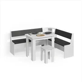 livinity® Eckbankgruppe, Weiß 180 x 150 cm mit Tisch