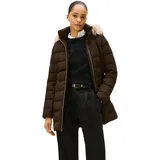 Tommy Hilfiger Slim Fit Daunenmantel mit abnehmbarem Kunstpelzbesatz, Mittelbraun, M