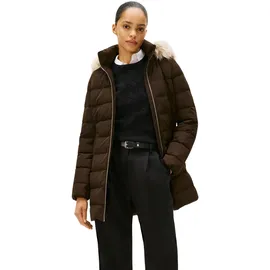 Tommy Hilfiger Slim Fit Daunenmantel mit abnehmbarem Kunstpelzbesatz, Mittelbraun, M