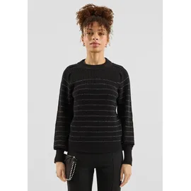 QS Pullover mit Glitzergarnstreifen Schwarz XXL