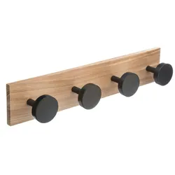 FIVE - Holz-Garderobe mit 4 Haken in Schwarz