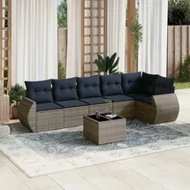 vidaXL Gartensofa-Set 7-tlg. grau Polyrattan