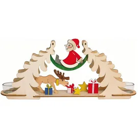 Großhandel Dregeno Teelichtbogen Weihnachtsmann mit Elch 32 x 14 x 7 cm