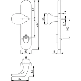 HOPPE Knopflangschild E86G/3332ZA Edelstahl grau