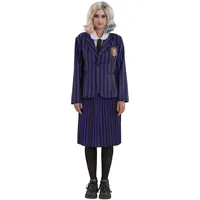 Chaks - Wednesday Schuluniform Enid Sinclair, 3-teiliges Kostüm für Erwachsene, Outfit für Halloween und Karneval, Lila