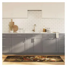 vidaXL Küchenteppich Mehrfarbig 60x180 cm Waschbar Rutschfest