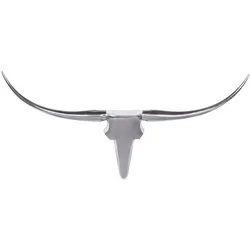 FineBuy Deko Geweih Bull M Aluminium Design Hörner 100cm Wanddekoration Silber