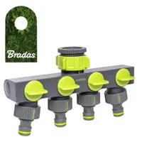 Bradas Wasserverteiler 4 Wege 4 Ventilen 4fach Verteiler für Gartenschlauch Absperrhahn Schlauchverteiler LE-03033K