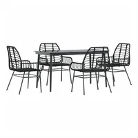 vidaXL 5-teiliges Garten-Esszimmerset aus schwarzem Polyrattanglas vidaXL