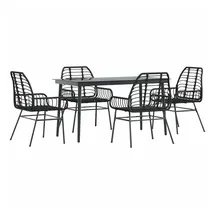vidaXL 5-teiliges Garten-Esszimmerset aus schwarzem Polyrattanglas vidaXL