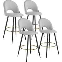 Tectake tectake® Barstuhl, Hellgrau, Schwarz, Kunststoff, 49x110x58 cm, Belastbarkeit