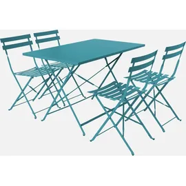 sweeek - Klappbarer Bistro-gartentisch aus Stahl mit 4 Stühlen