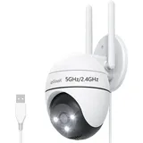 TWUFY Überwachungskamera ieGeek 5MP Überwachungskamera Aussen WLAN 2,4/5GHz Dualband WiFi (Außenbereich, Außen, Aussen, Outdoor, 3-tlg., PTZ IP Kamera Outdoor mit Personenerkennung, Automatische Verfolgung, Farbnachtsicht 20M, 355°/90° Drehwinkel TF/Cloud Kompatibel) weiß