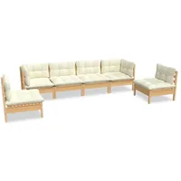 vidaXL Garten-Lounge-Set 6-tlg. creme Kiefer