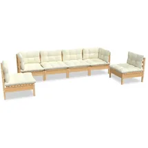 vidaXL Garten-Lounge-Set 6-tlg. creme Kiefer