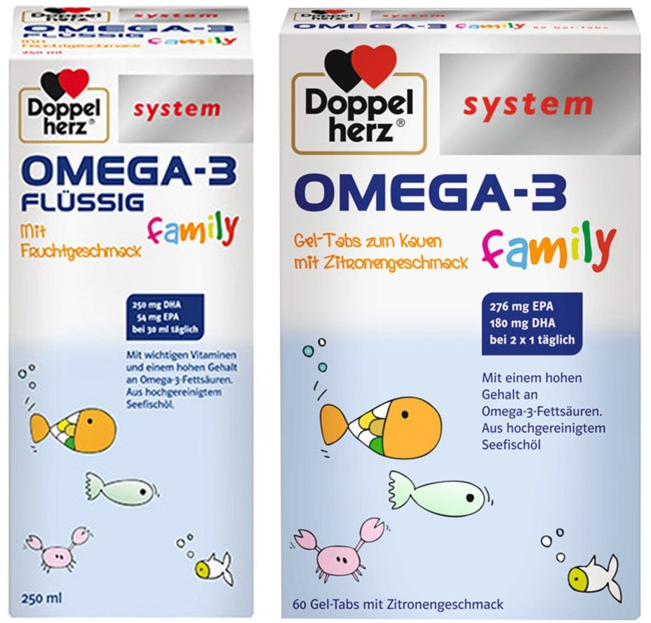 Doppelherz® system Omega-3 flüssig family + system Omega-3 family