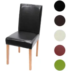 Esszimmerstuhl Littau, K√ochenstuhl Stuhl, Kunstleder ~ schwarz, helle Beine