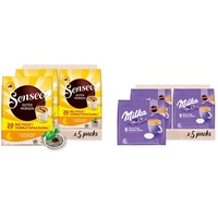 Senseo ® Pads Guten Morgen XL - Kaffee RA-zertifiziert - 5 Vorratspackungen x 20 Becherpads & Milka Kakao Pads, 40 Senseo kompatible Pads, 5er Pack, 5 x 8 Getränke, 560 g