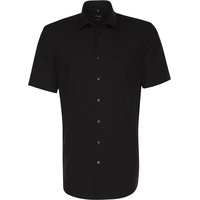 seidensticker Businesshemd Modern-Fit, Brusttasche, bügelfrei, für Herren Regular Fit Kurzarm Klassisches Hemd, schwarz 45