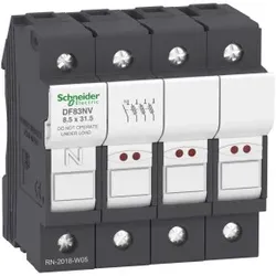 Schneider Electric DF83NV Sicherg.-halt. TeSys 3p N 25A, Sich.-gr. 8, 5x31, 5mm, m. Anz. f. Sich.-fall - 3 Stück