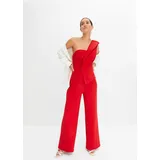 bonprix Overall BONPRIX, Damen, Gr. 44/46 (L), N-Gr, rot (rot (länge: regulär)), Obermaterial: 95% Polyester, 5% Elasthan. Futter: 100% Polyester, festlich, slim fit, Overalls Overall, für festliche Anlässe, One-Shoulder-Design, Slim fit, ärmellos