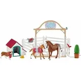 Schleich 42458 - Horse Club, Hannahs Gastpferd mit Hündin Ruby, Spielset, Pferde
