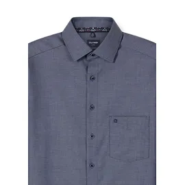 Olymp Businesshemd OLYMP "OLYMP Luxor, modern fit, New Kent", Herren, Gr. 43, Normaler Arm, blau (marine), 100% Baumwolle, Hemden