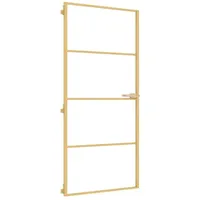 vidaXL Innentür Schlank Golden 93x201,5 cm Hartglas und Aluminium