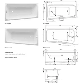Bette BetteSpace M Eckbadewanne 170 x 90 cm (1131-000)
