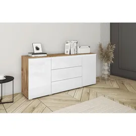 P & B Sideboard Vera mit LED ca. 150 cm Weiß/Eiche Wotan,