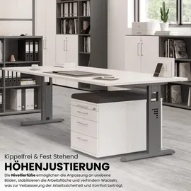 bümö Eckschreibtisch O-Serie Weiß / Graphit