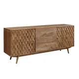 MASSIVMOEBEL24.DE Sideboard Akazie 180x42x75 Natur lackiert MOSAYK #100