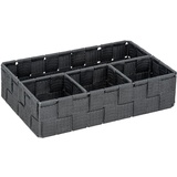 Wenko Aufbewahrungskorb Adria Klein Dunkelgrau - Badorganizer mit 4 Fächern, Polypropylen, 26 x 6.5 x 17 cm, Dunkelgrau