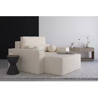 e-meubles Elegante und bequeme Chaiselongue aus Bouclé für Wohnzimmer, modernes Design und Komfort – Chaiselongue DENVER – Creme (Anthology 20)