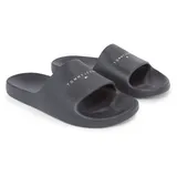 Tommy Hilfiger Pantolette TOMMY JEANS "TJW PRINTED PU POOL SLIDE", Damen, Gr. 38, schwarz, Synthetik, Schuhe Badelatschen Pantolette, Plateau, Sommerschuh, Schlappen mit Logoschriftzug, in schmaler Form