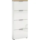 XORA Schuhkipper, Weiß Hochglanz, Metall, 65x162x19 cm, Typenauswahl, stehend, Garderobe, Schuhaufbewahrung, Schuhkipper