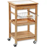 KESPER Küchenwagen Servierwagen Bambus mit Fliesen + Tablett, 25776 - Braun