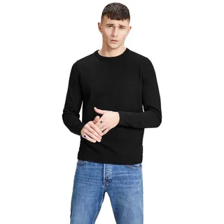 JACK & JONES Dünner Langarm Strickpullover Rundhals Basic Sweater Shirt Jumper JJEBASIC KNIT CREW NECK Schwarz L