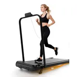 Fitvect Walking Pad with Handle Laufband für Zuhause Klappbar, Walking Pad bis 120 kg & 8 km/h mit 5% Steigung, Dreifach-Steuerung (Fernbedienung/Handlauf) – Inkl. Sportmatte, Ideal als Laufband